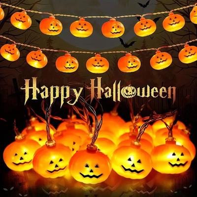Halloween LED 10/20 LED 3D Dýňová Světelná Řetěz Bateriové Dekorativní Vílí Světla pro Veselou Halloweenskou Párty Domácí Atmosférickou Dekoraci