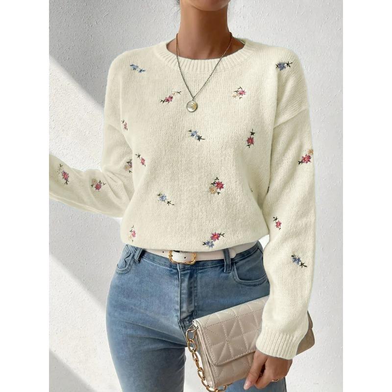 Korean Style Gentle Knitted Sweater Loose Fit Round Neck Pullover Women S Top