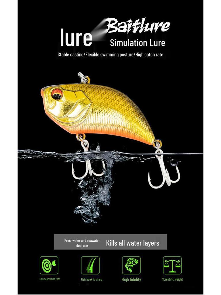 VIB Rattling Vibration Lure: Special Hard Bait for Aspius & Sea Bass, Black Pit All-Rounder