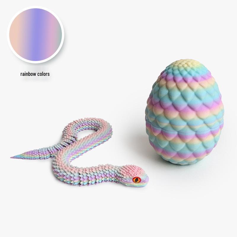 3D Printed Luminous Snake Dragon Egg Set with Movable Joints - Ornament Toy Handicraft