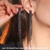 Full Diamond Black Long Fringed Earrings Rhinestone Earrings Diamond Earrings Pendant