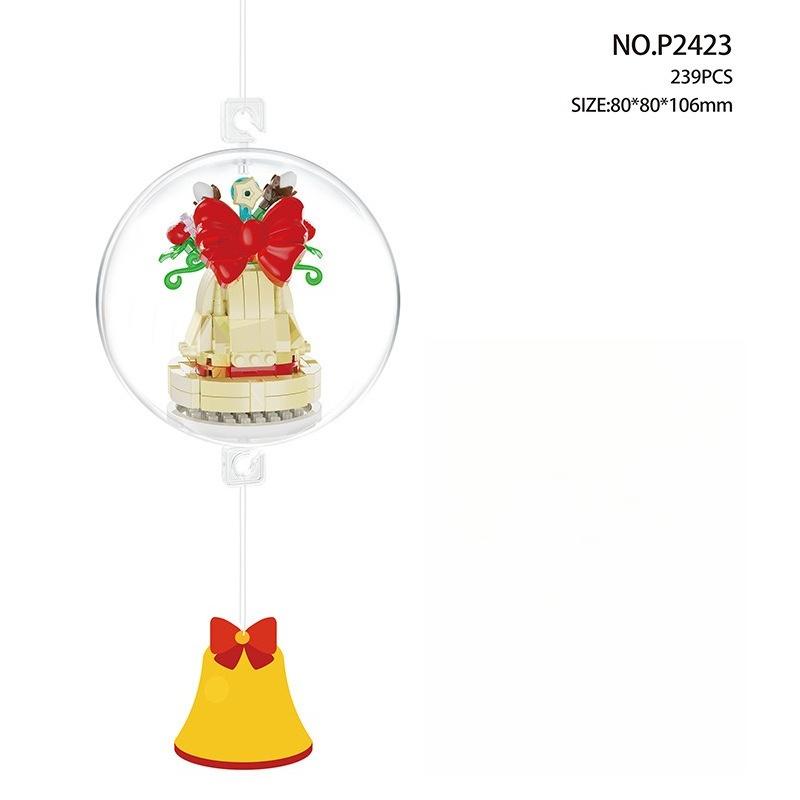 Santa Claus wreath sled decorative pendant, children's educational DIY building block toy, creative gift