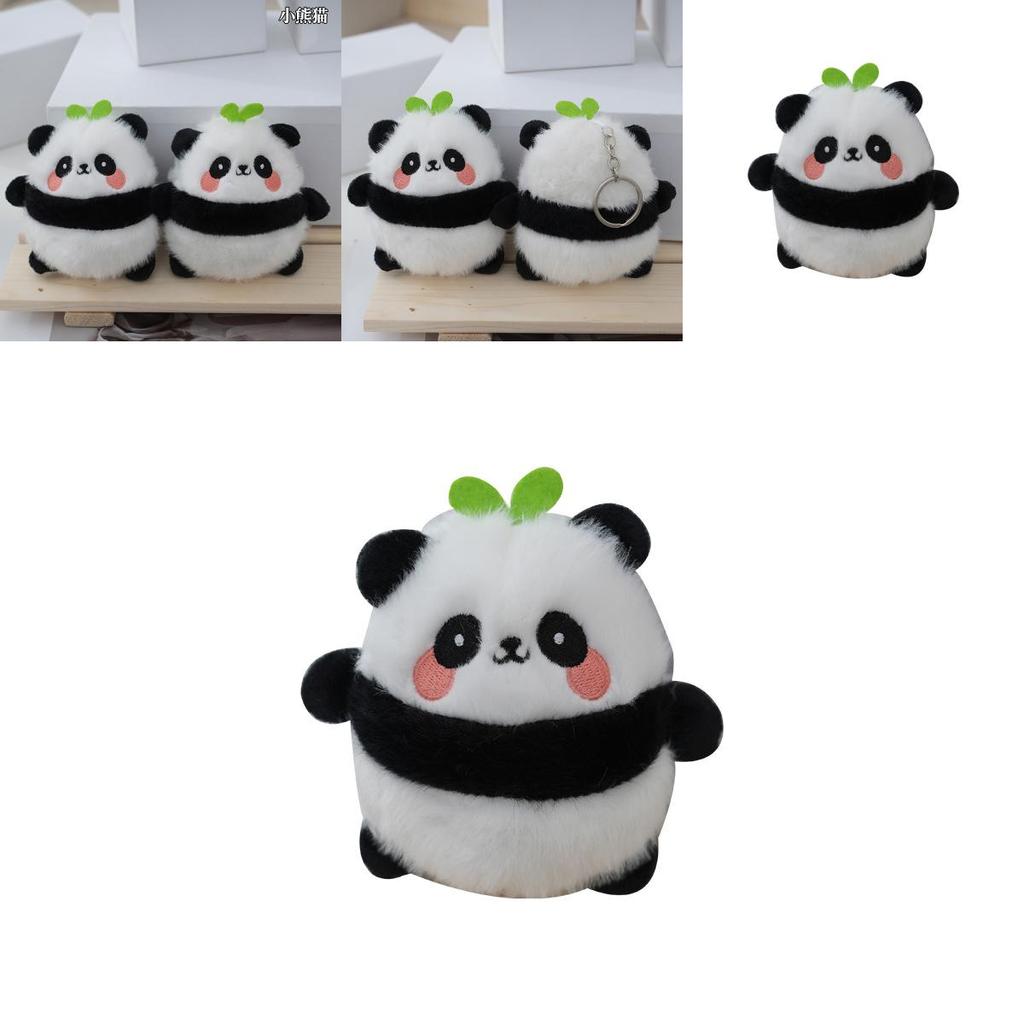 Charming Fluffy Panda Keyring Cute Animal Plush Doll With Pp Cotton Filling