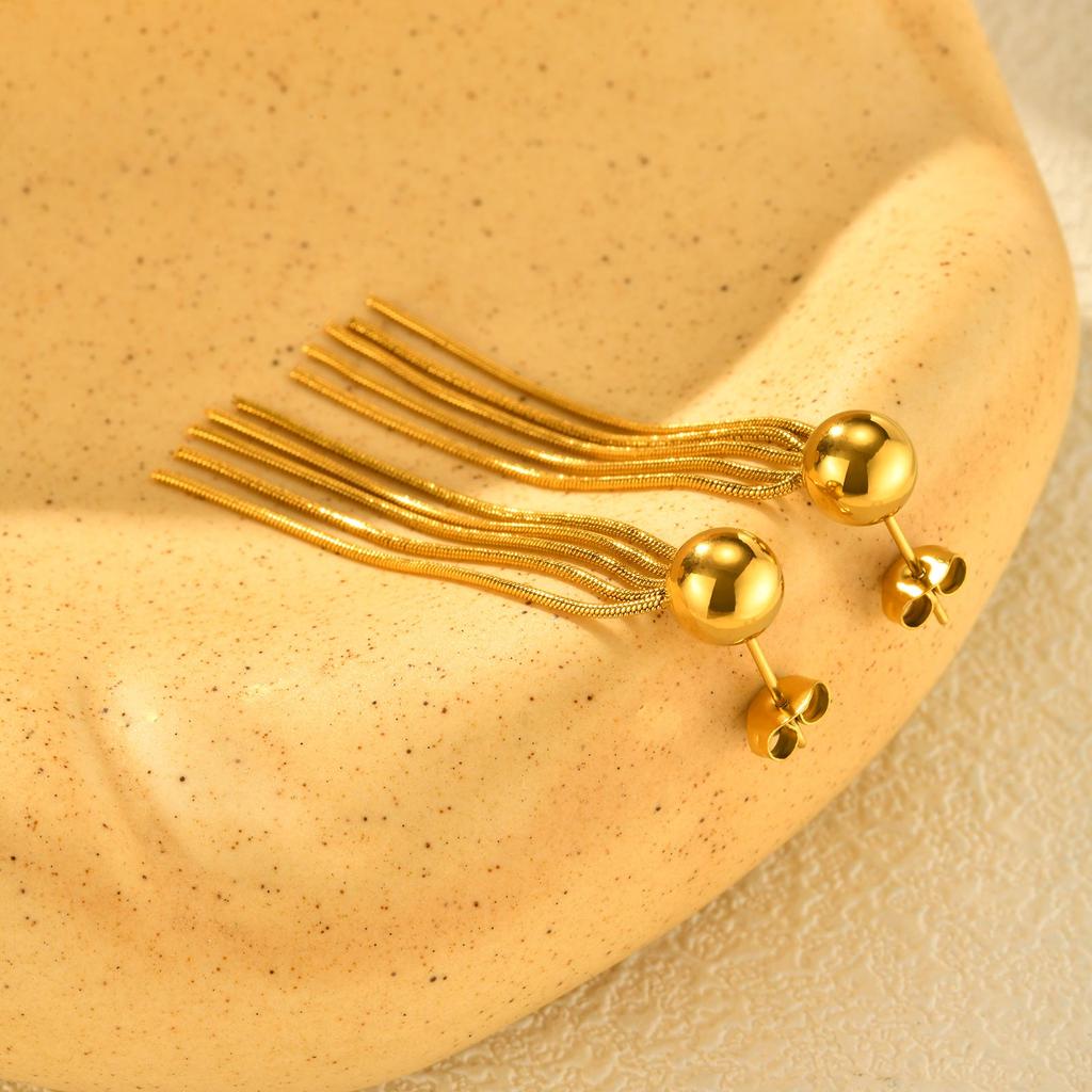 Exaggerate Luxury Long Tassel Earrings for Women, Stainless Steel Gold Color Drop Earrings, Fashion Statement Jewelry Gift