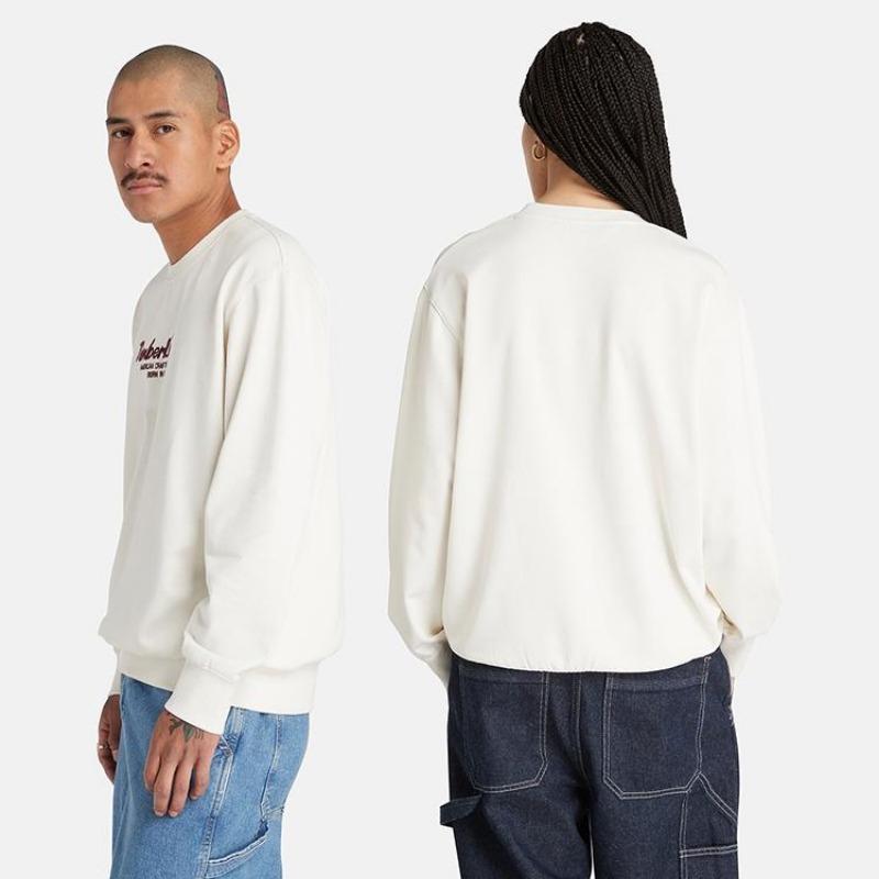 Timberland Casual Terry Crewneck Sweatshirt Unisex Sweatshirt Vintage-White A6K5D-CM9