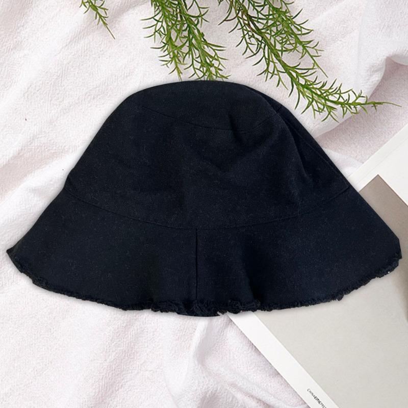 Rough Edge Bucket Hat Women's Summer Visor Casual Hat Edging Basin Hat Foldable Washable