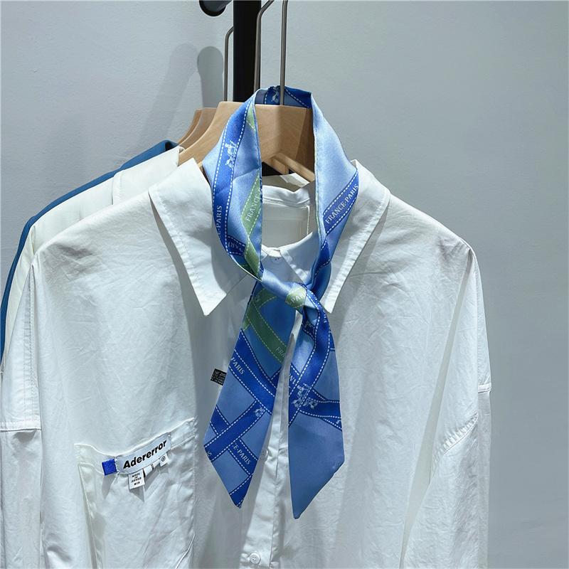 Bufanda de Bolso para Mujer Bufanda de Seda Sarga Bufandas Finas para Señora Diseño de Cinta Cruzada Toalla de Muñeca Foulard Pañuelo de Cuello Cinta para la Cabeza