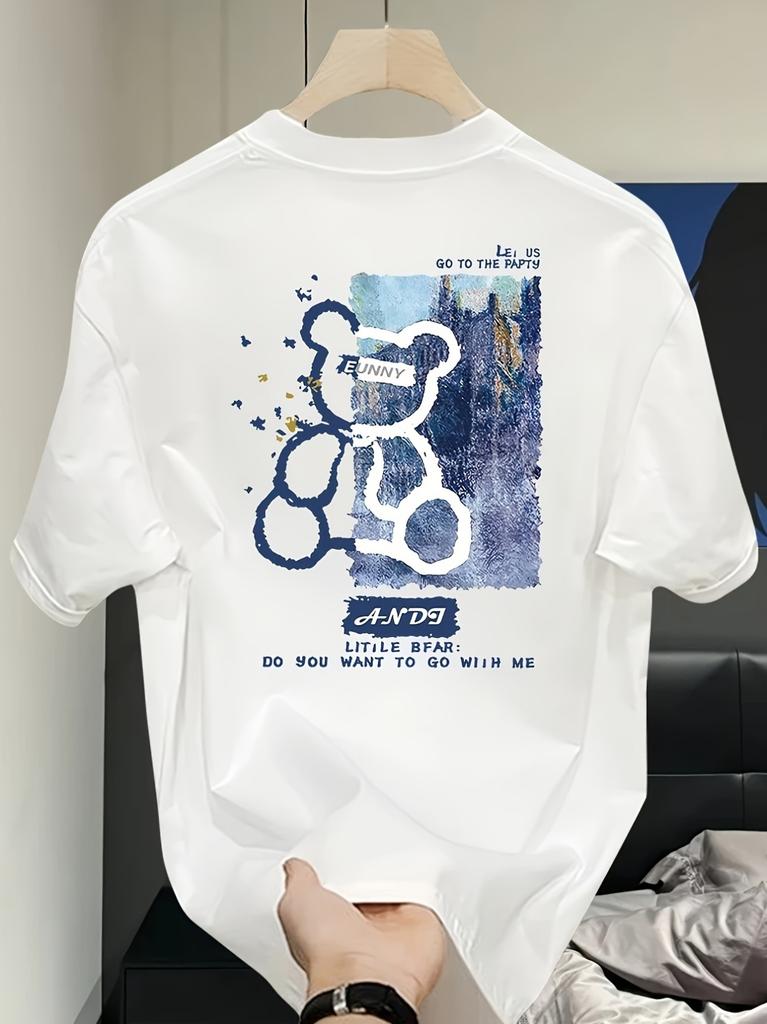 Mens Cotton Tshirt Mens And Womens Universal Allmatch Cotton Round Neck Y2k Retro Trend Pattern Printed Short Sleeve