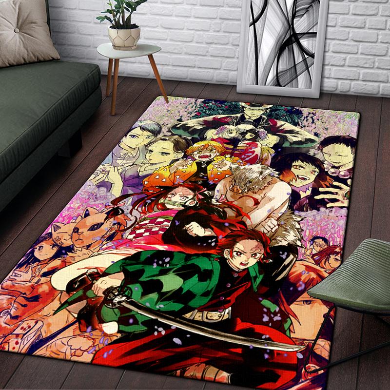 Demon Slayer: wunderschöner Gemäldeteppich für Wohnzimmer, großer Flächenteppich, schwarzer weicher Teppich, Heimdekorationsmatten, Boho-Teppiche, Picknick 40x60cm(15x23 in)