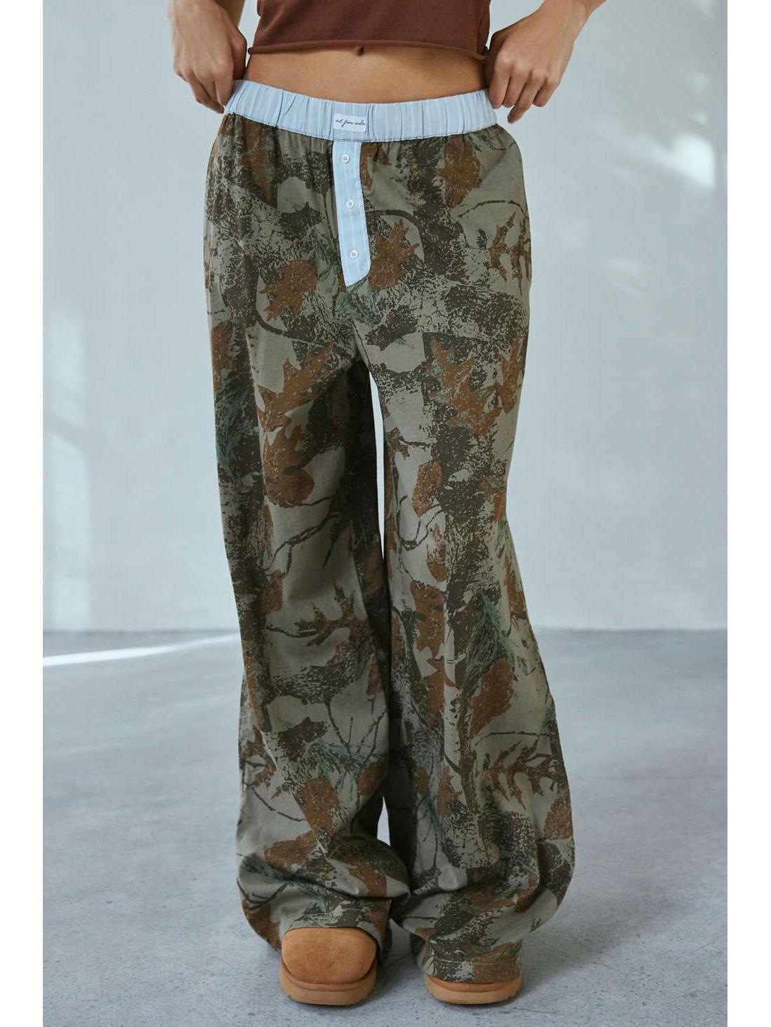 

2025 Spring/Summer Women s European & American Camouflage Wide-Leg Casual Pants Extra Small квітковий
