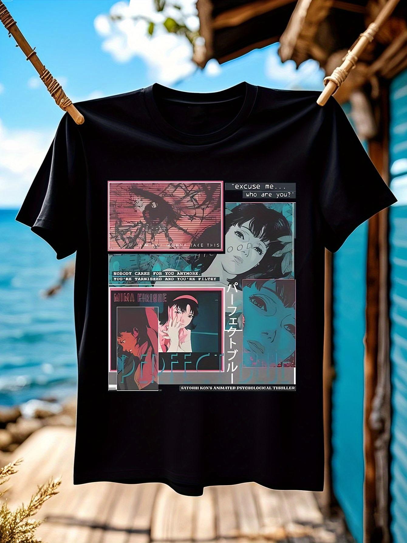 Anime Serial Experiments Lain Graphic T-shirt - Crew Neck Tee with Lain Character Art XL