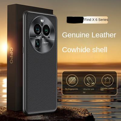 High-end Leather Phone Case For OPPO Find X6 Pro Reno 9 Reno 10 Pro Plus Camera Protective Electroplated Bumper Back Cover