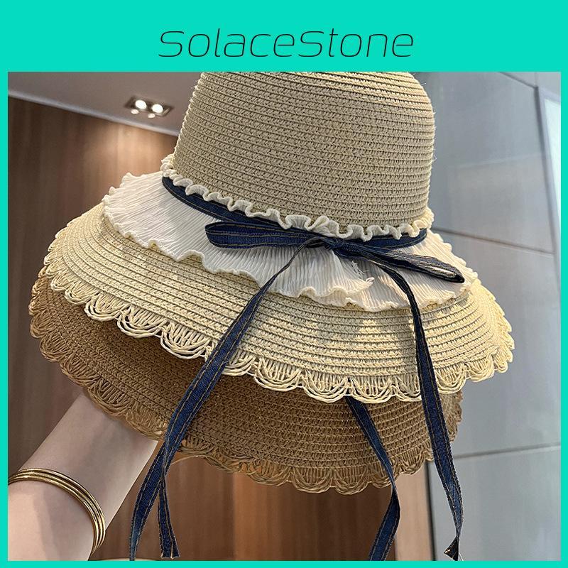 Butterfly Bow Sun Hat For Beach Vacation With Wide Brim And Breathable Material