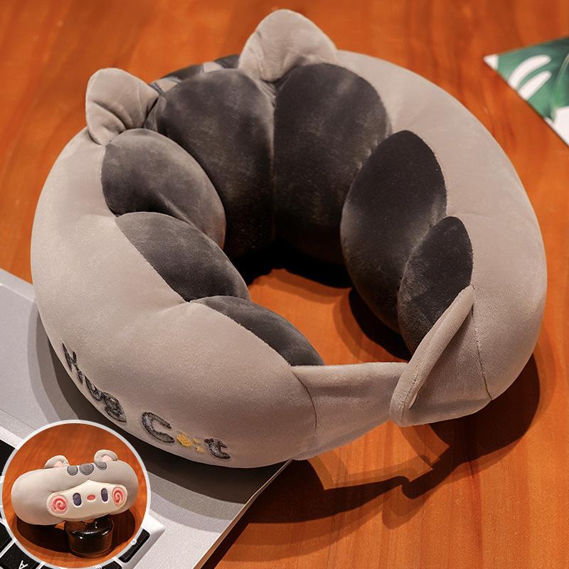 Cute Cat Cartoon Caterpillar U-shaped Pillow Travel Office Lunch Break Portable Neck Pillow Protection Pillow Nap Artifact