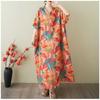 Women's Vintage Long Dress with Cotton and Linen Patterns
