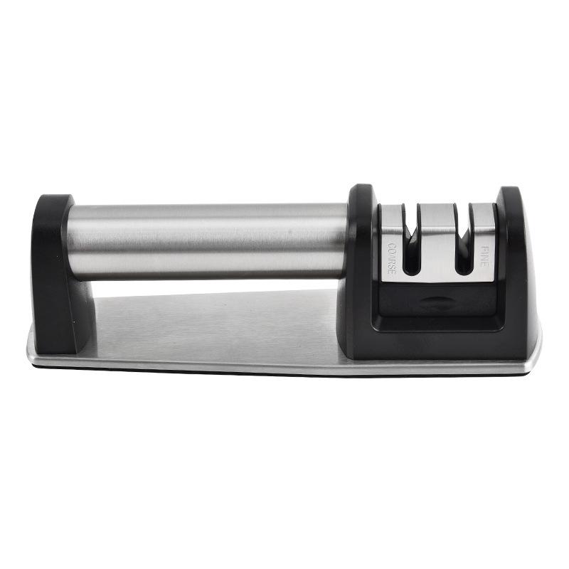 

Stainless Steel Multifunctional Knife Sharpener with Tungsten, Ceramic, and Diamond Stones for Two-Stage Manual Sharpening