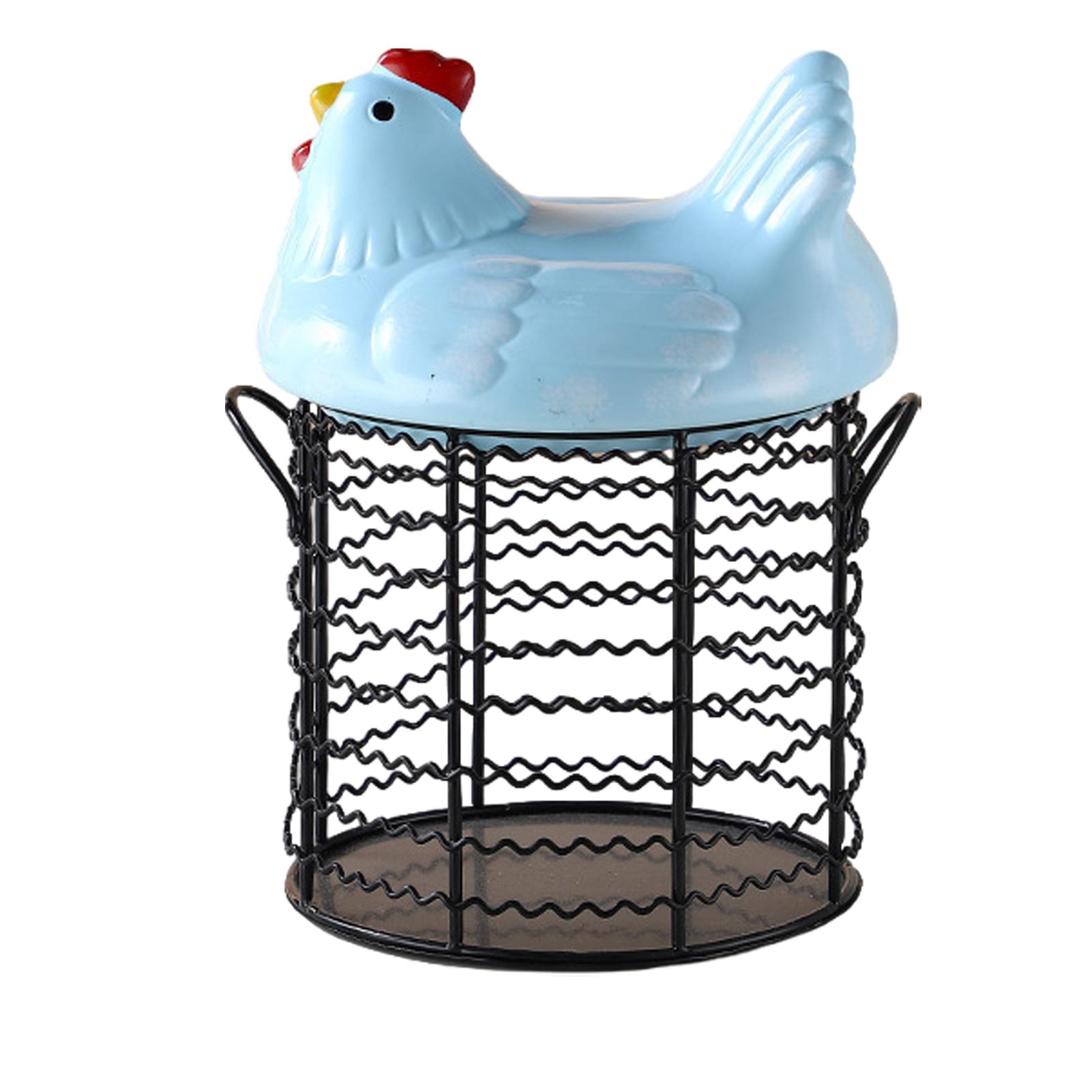 Винтажная проволочная корзина для хранения яиц с керамической крышкой подставка для яиц корзина для яиц в виде курицы органайзер для фруктов контейнер для хранения на кухне синий 3090₽