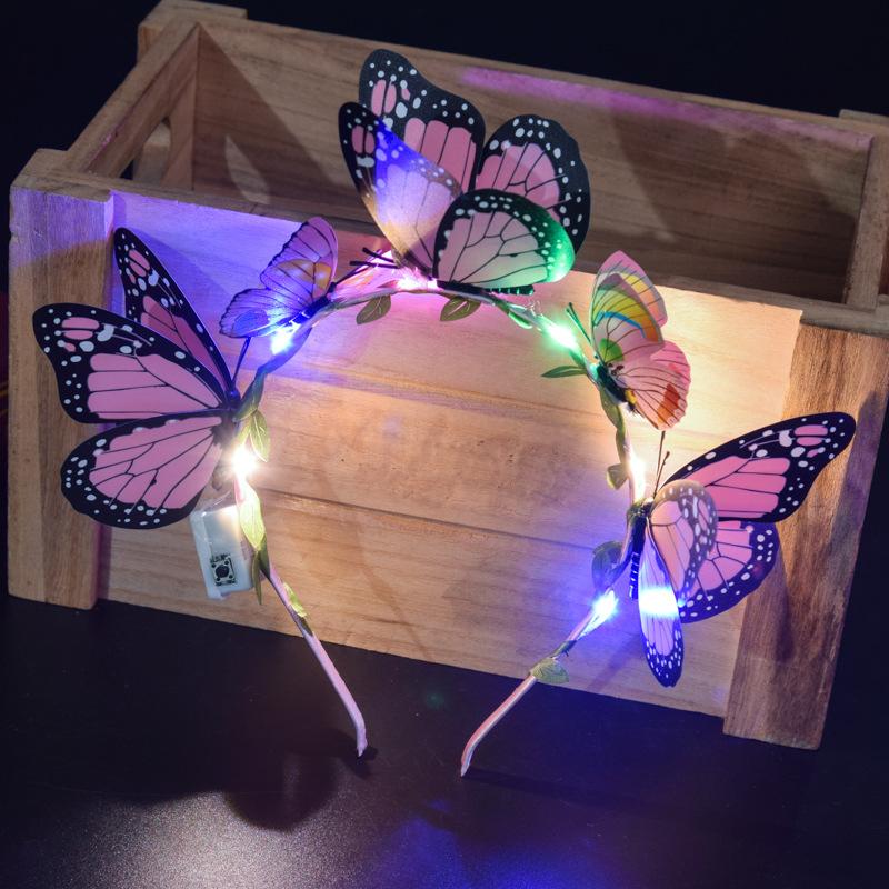 Glowing Butterfly Luminous Hairbands Light Up Flash Headband Women Girls LED Neon Birthday Bridesmaids Wedding Party Supplies