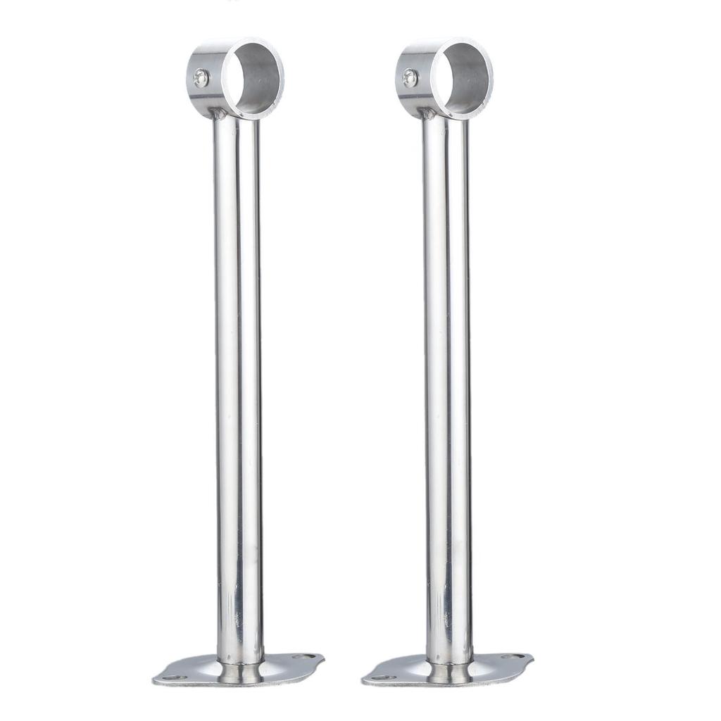 DRELD 2pcs Wardrobe Flange Base Rail Support Bracket Stainless Steel Curtain Rod Socket Fit 25mm Tube +Screws 150/200/250/300mm