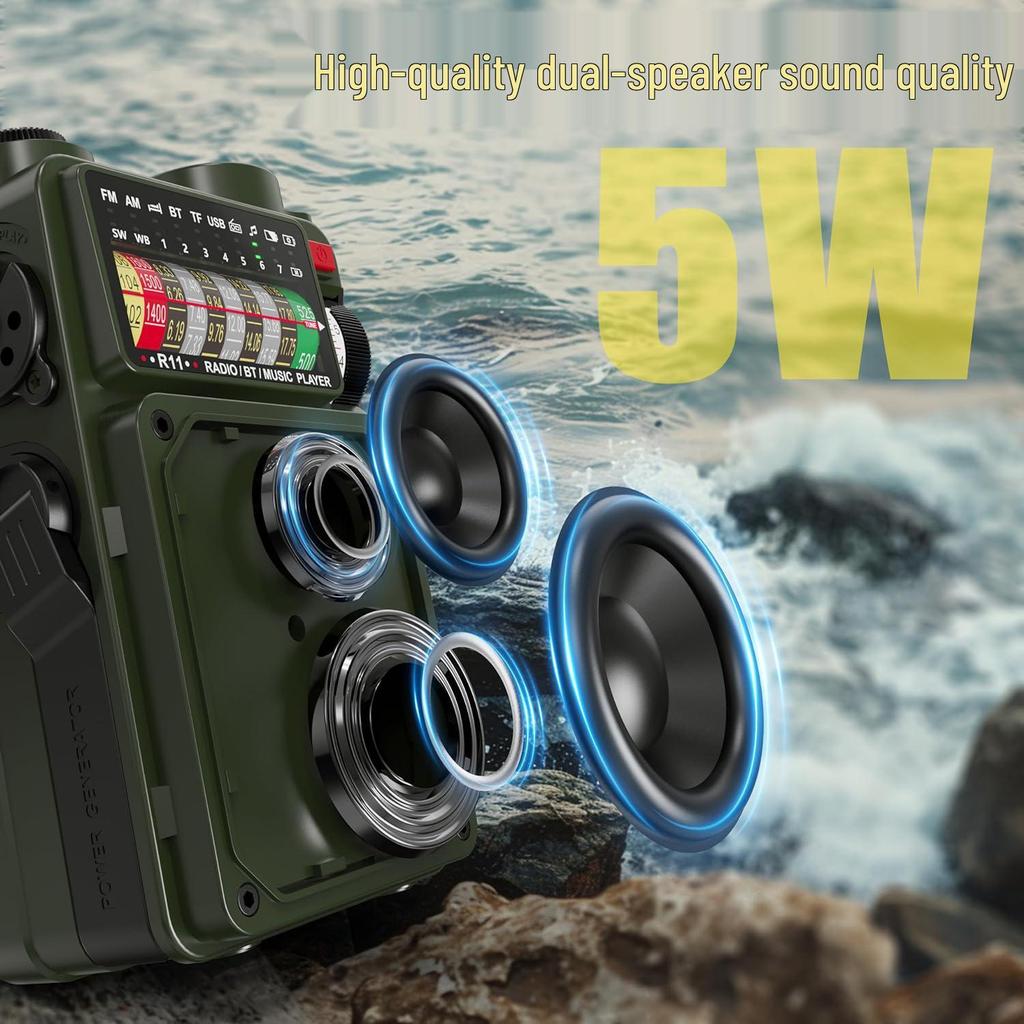 Emergency Solar Hand-Crank Radio and Flashlight for Disaster Preparedness