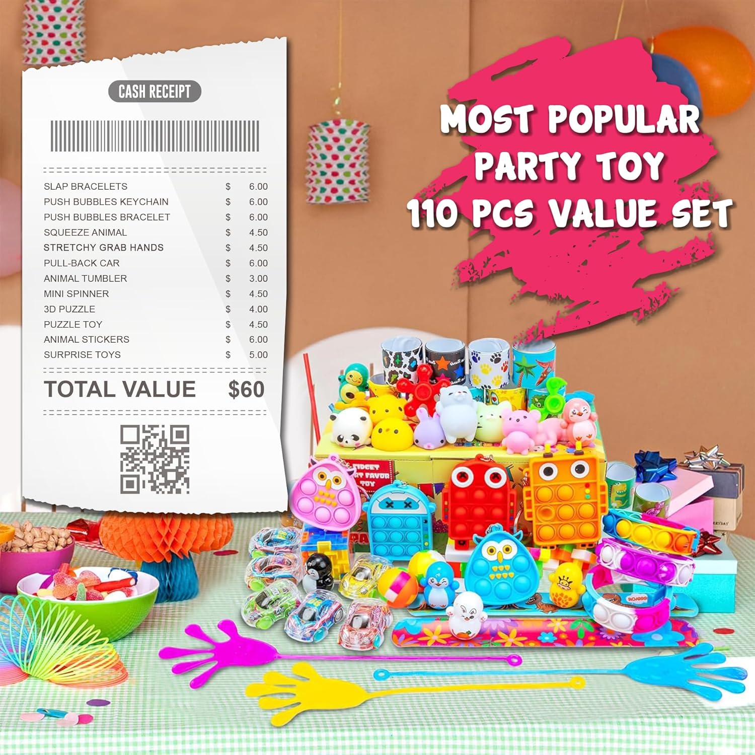 110 PCS Party Favors for Kids 4-8-12, Goodie Bags Stuffers, Treasure Box Toys for Classroom, Pinata Fillers, Prize Box Toys, Birthday Return Gifts,