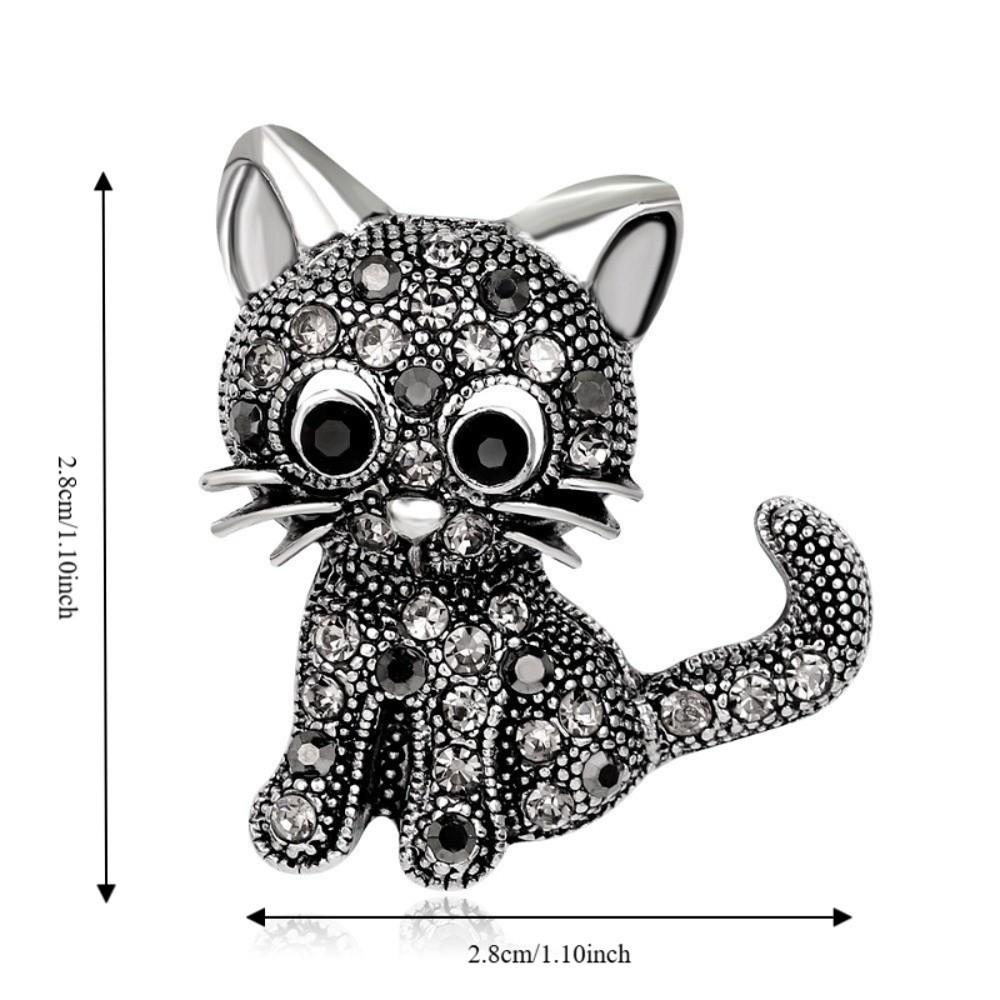 Cute Crystal Cat Brooches Zircon Vintage Brooches Suits Accessories Cat Badge Pins Ornament