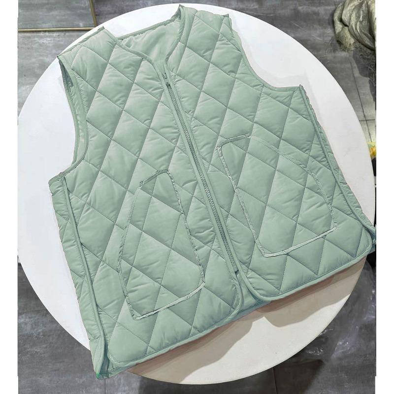 Autumn and winter vest women fleece thickened middle-aged and old mother short wear cotton-padded clothes, fragrant wind sleeveless thermal vest