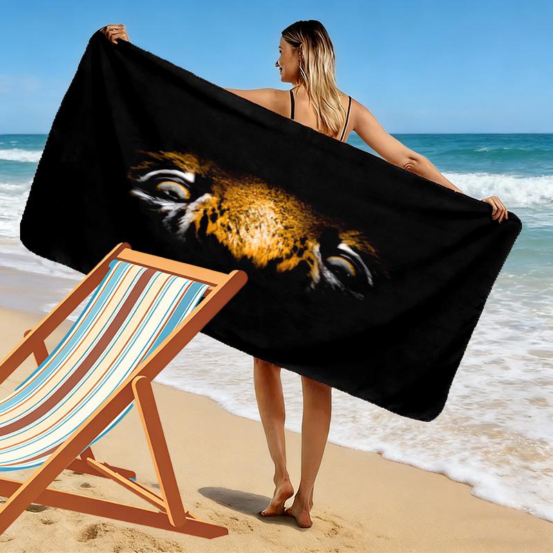 Realistic tiger eyes 2D Flat Print Beach Towel, Large Soft Quick Dry Towel for Beach Camping Swimming.MSTJ0918121