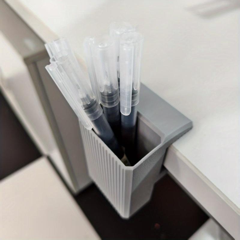 Clip-On Desk Pen Holder Space-Saving Side Table Pencil Organizer Adjustable No-Drill Hanging Pen Storage Box For Office