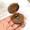 Handmade  Brass Sundial Compass with Leather Case Pocket Compass Gift for Him