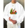 Christmas Men'S Sweatshirt With Trendy Print, Round Neck, Comfortable Breathable, For All-Season Casual Wear, Travel, Home, And Running.