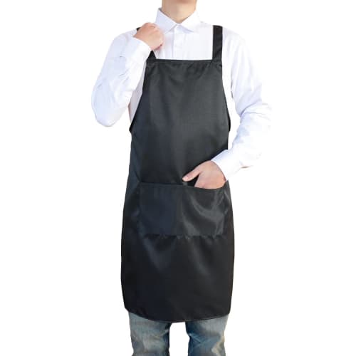 cozycube H-shaped apron, simple, neck-hanging apron for men and women, cafe apron, plain, stylish, large capacity pocket, stain-resistant, wrinkle-res