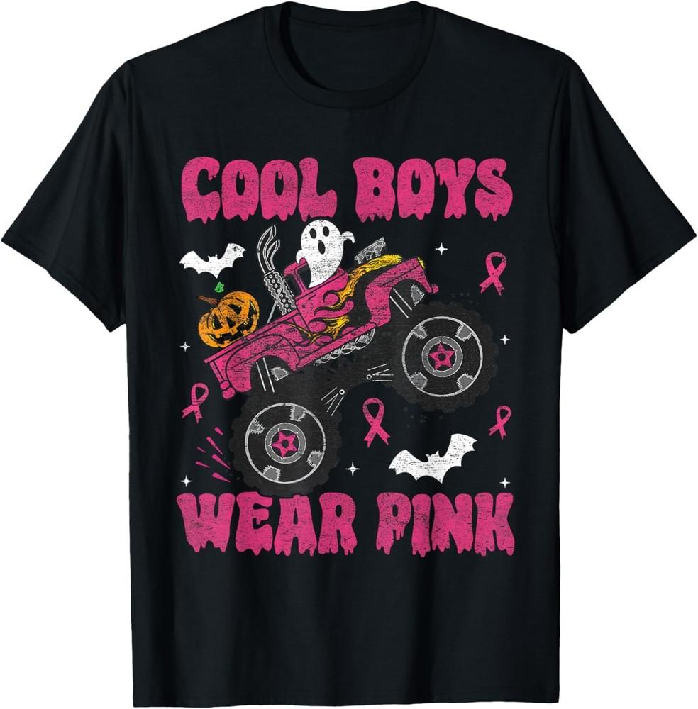 Cool Boys Wear Pink Monster Truck Halloween Breast Cancer T-Shirt Unisex T-Shirt S