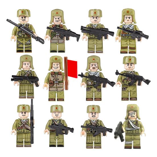 

Military Building Block Kit 12 Pcs Soldiers Mini Figures Toys Set with Weapons Gifts for Boys Children 12pcs