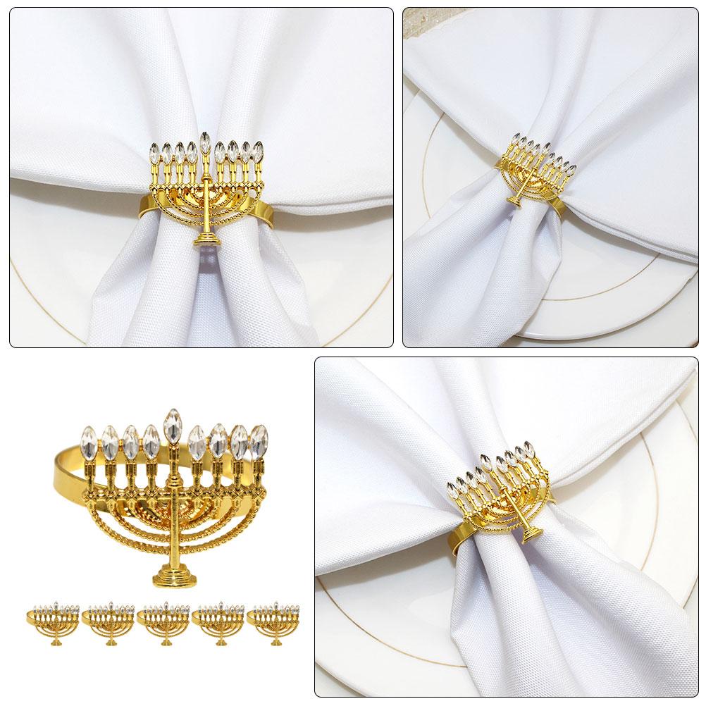 6 Pcs Napkin Ring White Tray Hotel Holders Decorative Buckles Bracket Metal Rings Alloy Menorah Adornment Shaped