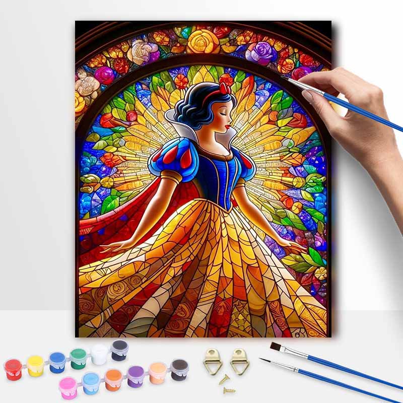 Disney Stained Glass Snow White Oil Art Painting Kit Home Wall Decor Handmade Gift For Princess Fans Modern Art Room Decor Craft Hobby