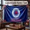 Custom Name Flannel Throw Blanket Rangers FC Pattern Warm Home Decoration