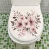 Pink Floral Toilet Wall Sticker Self-Adhesive Waterproof Removable Bathroom Cute Home Decor Art