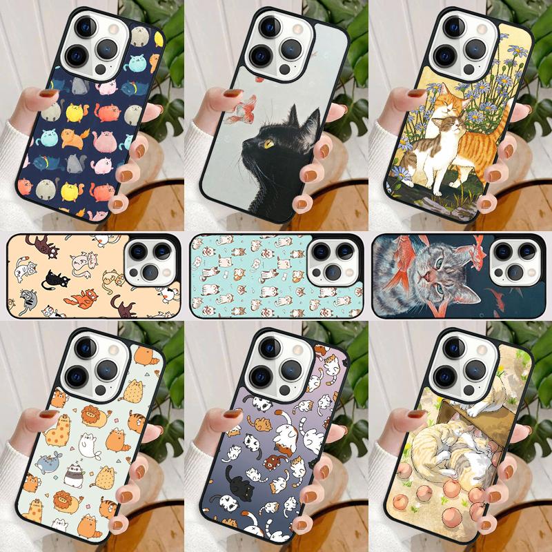 Funny Cartoon Cat Phone Case For iPhone 17 Air 16 15 14 Ma Plus 11 12 13 Pro Ma Phone Cover Coque