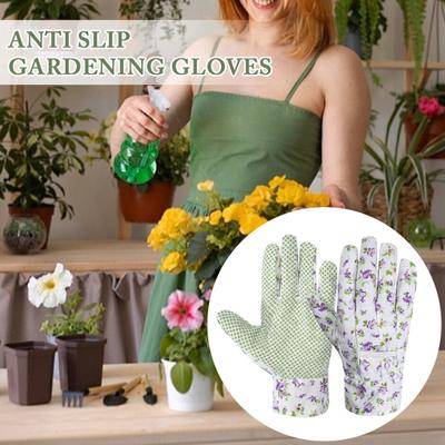 Damen Blumen Gartenhandschuhe Durchstichfest Unkrautjäten Handschuhe mit Rutschfesten Handflächen Dornenfest Keine Stichverletzungen Handschuhe zum Graben Beschneiden Pflanzen Garten