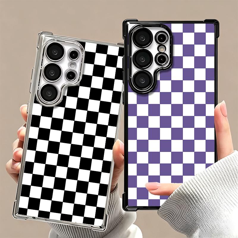 Retro Klassisches Schachbrett Gitter Beschichtung Handyhülle Für Samsung Galaxy S24 S25 FE S26 Edge S23 Ultra S22 S21 Plus S20 Anti-Fall Ai