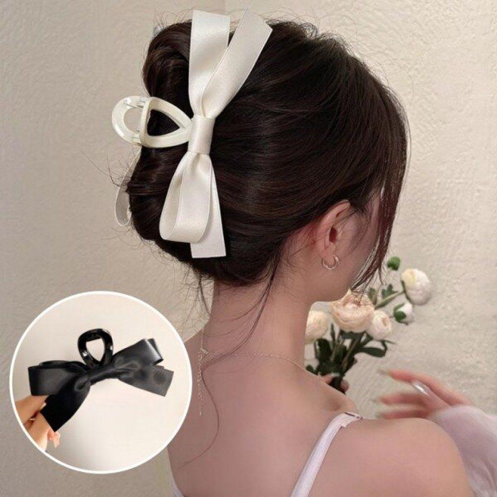 

Mno ribbon hair clip hair pin updo half-up hair clip glossy ribbon hair tie black