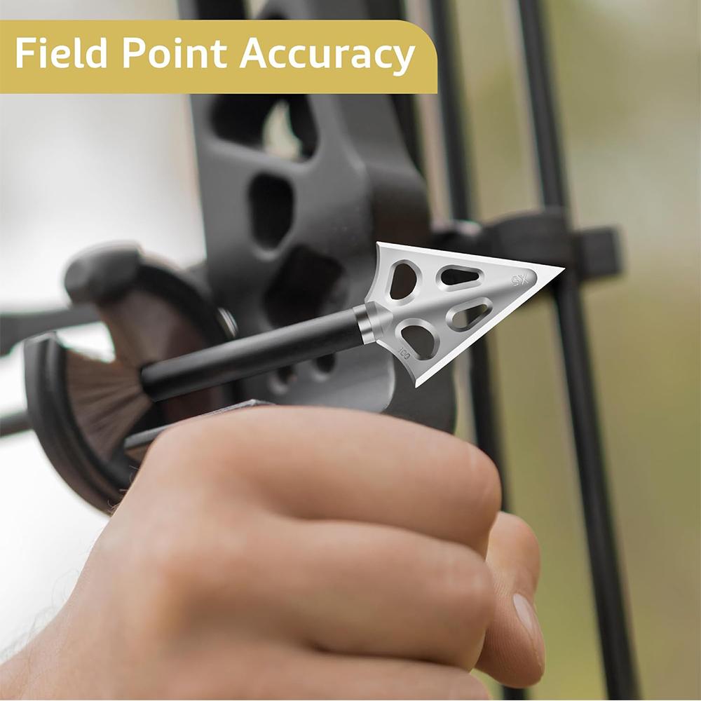 6 Stück 100 Grain Bogenschießen Broadheads Festklingen Broadheads für Armbrust Recurvebogen