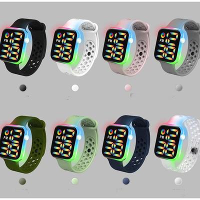 Vogue Digital Sports Student Watch Waterproof Electronic Wristwatch Luminous Square New Cool Rainbow Man Woman LED Watch Y1