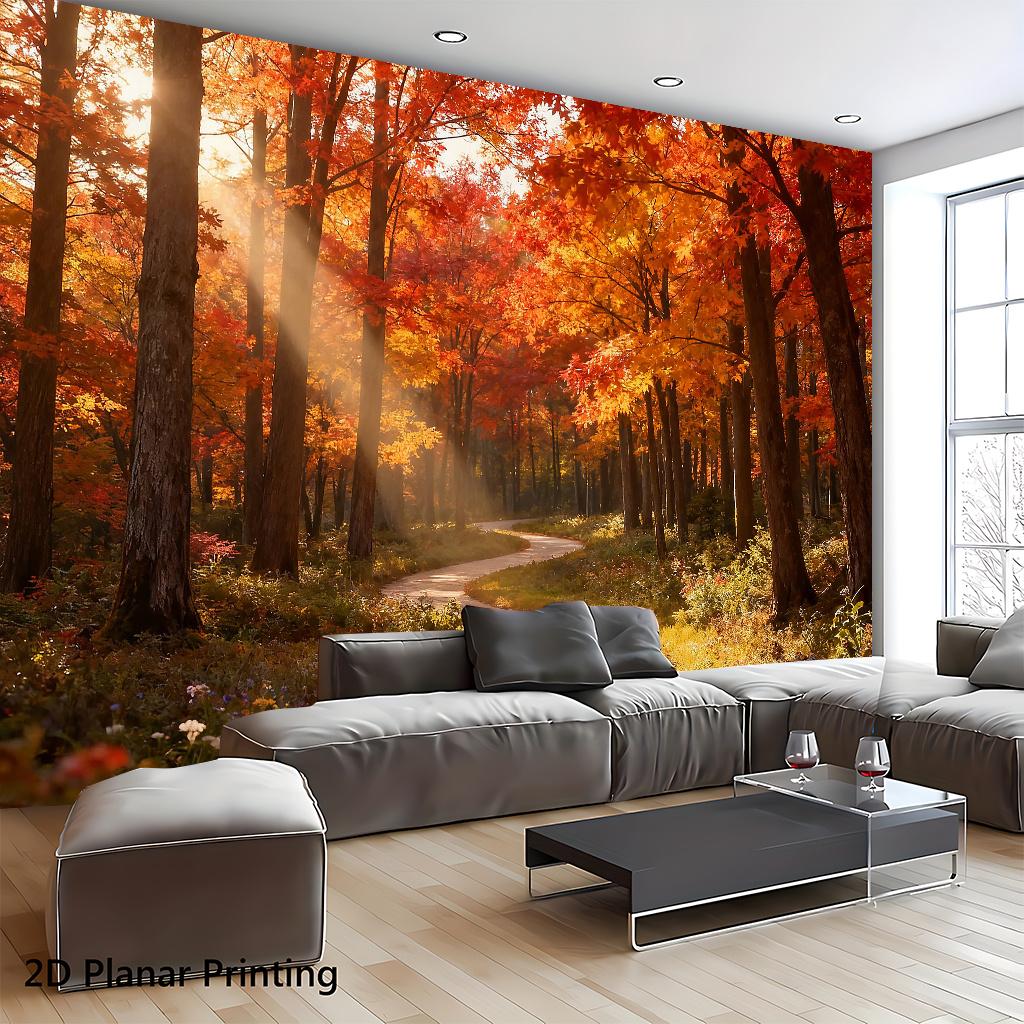 1 Piece of 2D Flat Banner - Background Cloth Autumn Forest Path Wall Decoration banner.PMJ