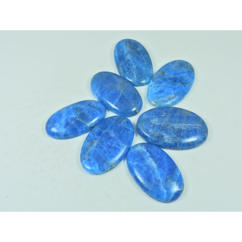 260Cts. Natural Blue Apatite Oval Shape Cabochon Loose Gemstone 07 Pcs Lot C-3042