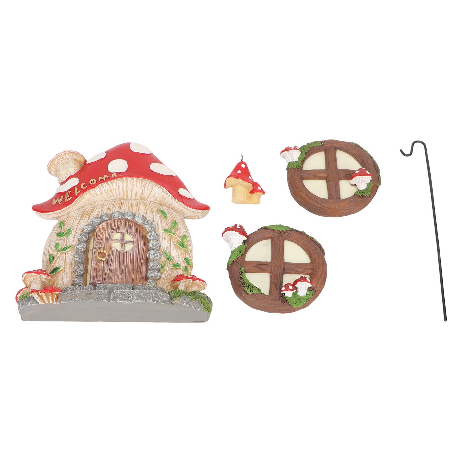 

Mushroom Fairy House Retro Style Bright Colors Lifelike Visual Effect Mushroom House Statue for