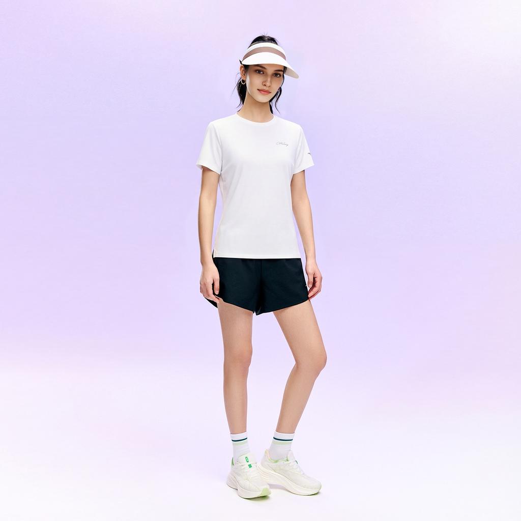 Anta Plain Round Neck Pullover Short Sleeve Sports Set Comfortable Feather Tennis Running Training Shorts Fitness Suit Women sets 962627208-1