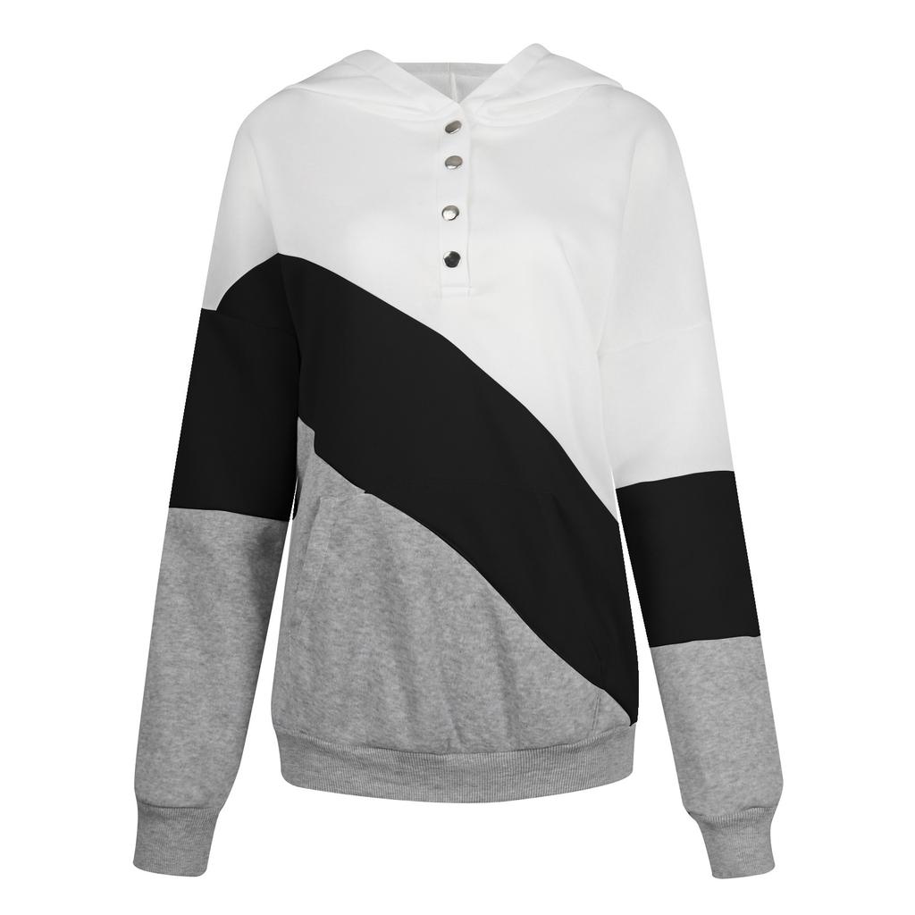 Women's Pullover Hoodies Tops Casual Button Down Long Sleeve Pocket Sweatshirts