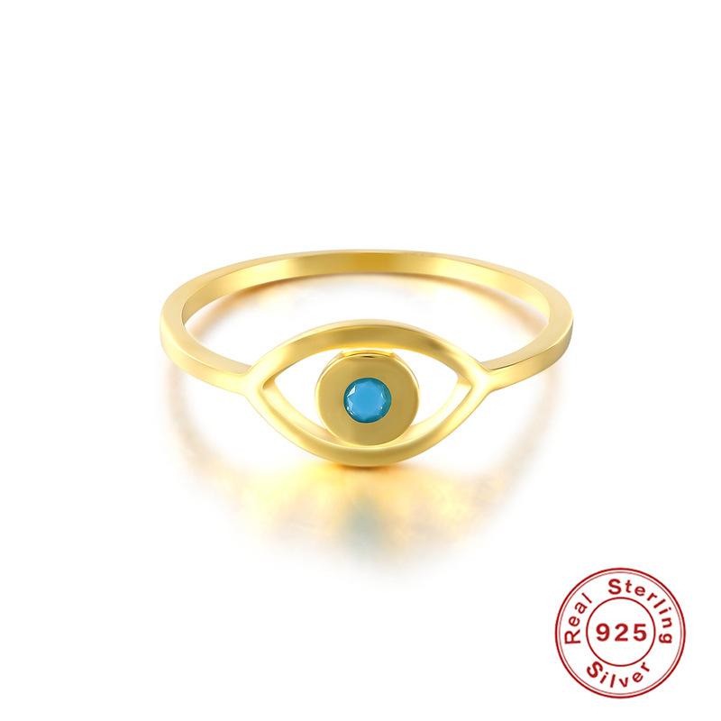 Light Luxury S925 Sterling Silver Evil Eye Zircon Turquoise Ring Multi-Size Ring Ring Tail Ring Size 7 #7